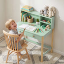 Scrivania per Bambini 5-12 Anni 90x52x105 cm con 3 Ripiani e 2 Cassetti in Legno Verde      