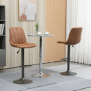 Set 2 Sgabelli Imbottiti 45x54x96-117 cm in Acciaio e Similpelle Marrone e Grigio