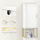 Mobile Colonna Bagno 30x30x170,7 cm in MDF e Acciaio Bianco e Oro