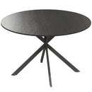 Tavolo da Pranzo Rotondo Stile Industriale Ø120x75 cm con Piano in Truciolato e Gambe a Croce in Acciaio Nero      