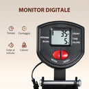 Vogatore Pieghevole con Monitor LCD e Sedile Imbottito Resistenza a Elastico Capacità 150 kg Nero      