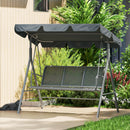 Dondolo da Giardino a 3 Posti 171x108x154 cm con Tetto Parasole Rimovibile in Metallo Grigio scuro      
