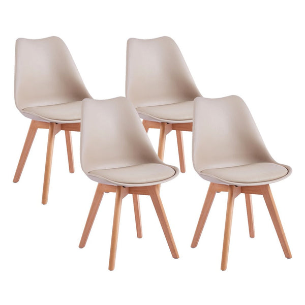 online Lot de 4 chaises 53,5x48,5x83 cm en polypropylène et simili cuir Candice Kaki