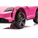 Macchina Elettrica per Bambini Porsche Taycan Turbo S 12V con Telecomando Bluetooth Luci LED e Tappetini Rosa