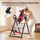 Tavola per Inversione Pieghevole 114x79x153 cm con Cintura di Sicurezza e Braccioli in Acciaio Rosso      