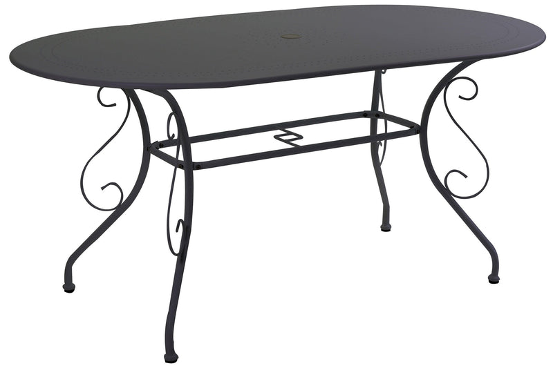 Tavolo da Giardino Ovale in Metallo Old Antracite