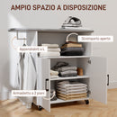 Mobile Asse da Stiro 125x43.5x102.5 cm con Armadietto a 2 Ante e Spazio Aperto Bianco      