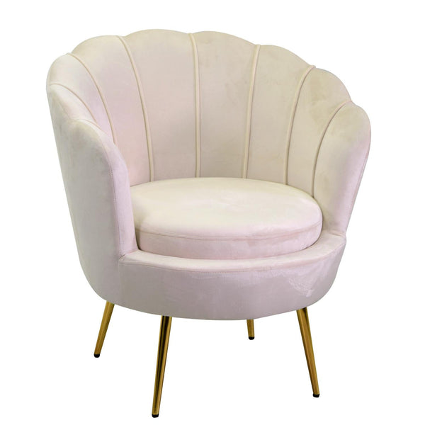 acquista Fauteuil rembourré 73x72xh49/77 cm en tissu velours Tulipan crème