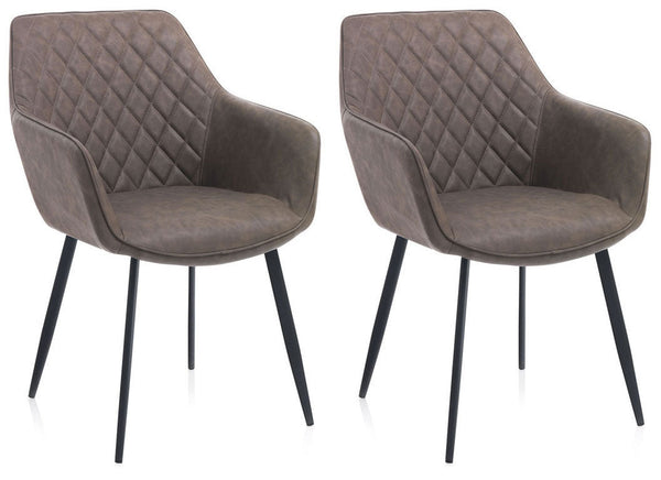 Lot de 2 Chaises 57,5x51x87 cm en Simili Cuir Marron sconto