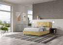 Letto Matrimoniale Francese Imbottito in Microfibra Appia Large Ocra Varie Misure