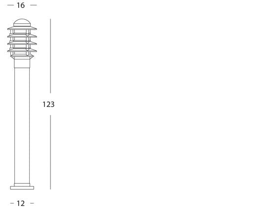Lampada Palo per Giardino Alto con Frangiluce Colore Nero per Esterno Linea Fiammifero Sovil