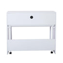 Scrivania Tavolo Porta PC con due Ripiani con Ruote in Legno MDF Bianco 100x36x88 cm 