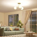 Lampadario da Soffitto Vintage 42x42x26.5 cm con 3 Punti Luce Attacchi G9 in Metallo e Plastica Oro      