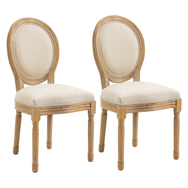 Lot de 2 Chaises Rétro Rembourrées 49x56x96 cm en Bois et Tissu Blanc Crème acquista