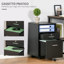 Cassettiera Portadocumenti a 4 Ruote 39x40x65 cm Cassettiera con Serratura in Truciolato Nero  