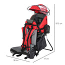 Zaino Porta Bimbo Pieghevole 38x77x87,5 cm per Trekking in Tessuto Oxford Rosso