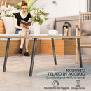 Tavolino da Giardino 110x60x40 cm in Rattan PE con Piano in Vetro e Acciaio Legno Naturale   