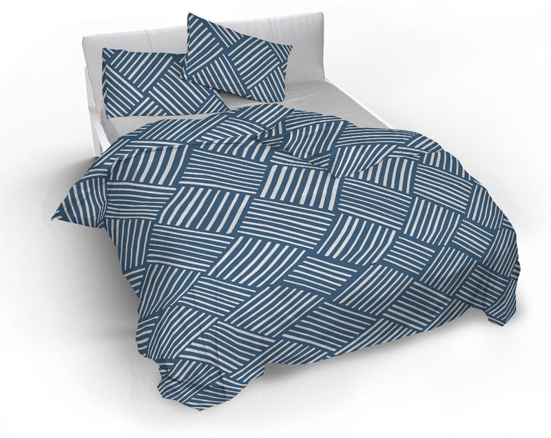 Copripiumino con Federe Stampato in Microfibra City Life Blue Varie Misure