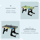 Tavolo Multigioco Pieghevole Calcio Balilla Hockey Ping Pong Biliardo    
