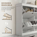 Scarpiera Salvaspazio Slim 105x24x82,5 cm con 4 Ante a Ribalta Ripiani Regolabili e Maniglia per 10-20 Paia in MDF Bianco      