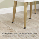 Consolle Trucco con Cassetti Specchio e Sgabello con Vano Contenitore in Truciolato Bianco    