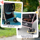 Passeggino per Cani 2 in 1 Pieghevole e Convertibile in Trasportino con 2 Guinzagli e Cuscino Rosa      