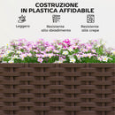 Fioriera Rialzata da 85L con Ruote Bloccabili Autoirrigazione e Fori di Drenaggio in PP Marrone      