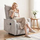 Poltrona Relax Massaggiante  71x93x99 cm Reclinabile con Telecomando e Poggiapiedi in Ciniglia Grigio Chiaro      