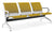 Banc de bureau pour salle d'attente 3 places avec coussin en acier et simili cuir argent/moutarde