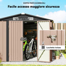 Capanno Box da Giardino 305x245x194 cm con 4 Prese d'Aria e Porte Doppie con Serratura in Metallo Marrone      