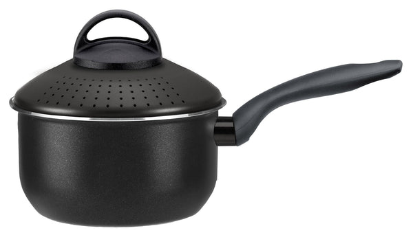 Pot à Pastì Aluminium Ø 16 cm Antiadhésif Induction Silex Diamantide Noir Passoire Couvercle sconto