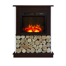 Camino Elettrico da Pavimento 90x70x25 cm Effetto Fiamma 1100W Andreea & Dionis Bianco/noce scuro