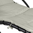 Sedia Dondolo Pensile Relax Chaise Longue con Tettuccio 190x105x205 cm Telly Panna Scuro 