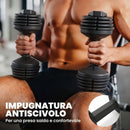 Set Manubri Regolabili 5 in 1 Quick-Dial 11 kg 39x14,5x14,5 cm in PP e Acciaio Nero      