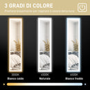 Specchio Illuminato con Luci LED Regolabili e Pulsante Touch 40x5x160 cm in Vetro e MDF Bianco      