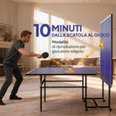 Tavolo da Ping Pong Pieghevole per Interni 274x152,5x75,5 cm con Ruote Girevoli Rete Racchette e Palline Blu      