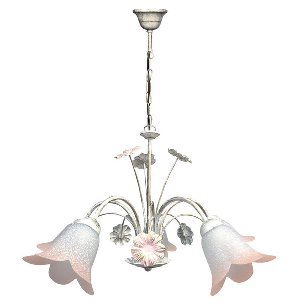 acquista Lustre 5xE14 Or Blanc Cadre Verre Scavo Synthétique Ombragé Rose E-Energy Vera