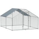 Recinto per Galline da 10 mq 300x340x190 cm per 10-15 Galline con Tetto Impermeabile in Acciaio e Tessuto Argento 
