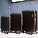 Set 3 Valigie Rigide con Ruote Easy Roll Trolley Bagaglio da Viaggio Nero e Marrone      