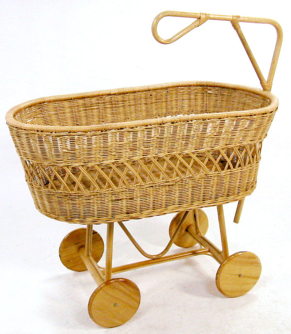 online Berceau bébé en rotin avec roues en bois Adami Anna