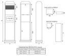 Posacenere a Colonna con Cestino 34,5x119,5x31 cm in Acciaio 14L per Interno Esterno