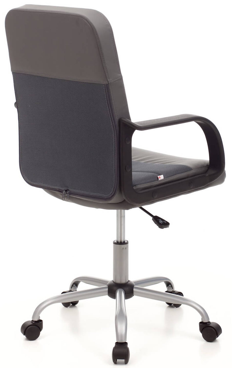 Sedia da Ufficio Operativa in Similpelle e Tessuto Soft Grigia