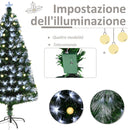 Albero di Natale Artificiale 150 cm 180 Rami con Luce LED Fibre Ottiche  Pino Verde