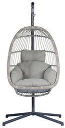 Dondolo Pensile da Giardino 100x103x196 cm in Alluminio e Corda Grigio Chiaro