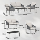 Set 4 Pezzi da Giardino con Divano 2 Poltrone e Tavolo in Rattan Cachi      