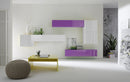 Parete Attrezzata Mobili Salotto con 6 Mobili Sospesi 335x31x15cm TFT  Boost Bianco e Viola