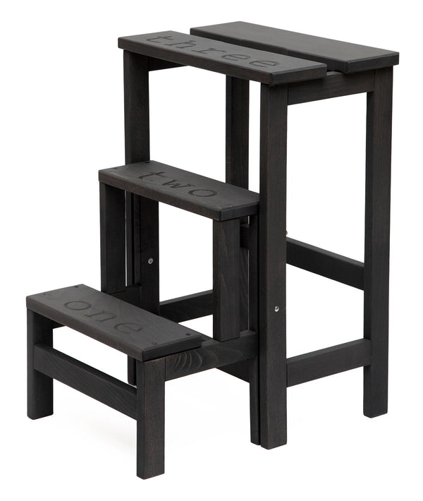 sconto Tabouret échelle 60x40x46 cm en bois gris foncé