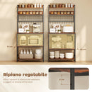 Scaffale da Cucina 80x40x170 cm con Stazione di Ricarica 5 Ripiani e 10 Ganci a S in Legno e Acciaio Marrone      