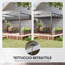 Pergola da Esterno 4x3 m con Tettuccio Retrattile in Metallo e Poliestere Grigio Scuro      