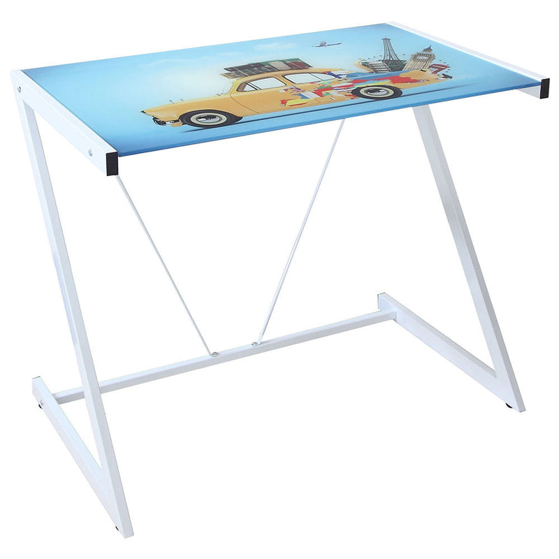 Scrivania 90x55xH74 cm in Vetro Picture Car